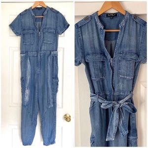 Blue Denim Wrap Waist Jumpsuit- Size Small